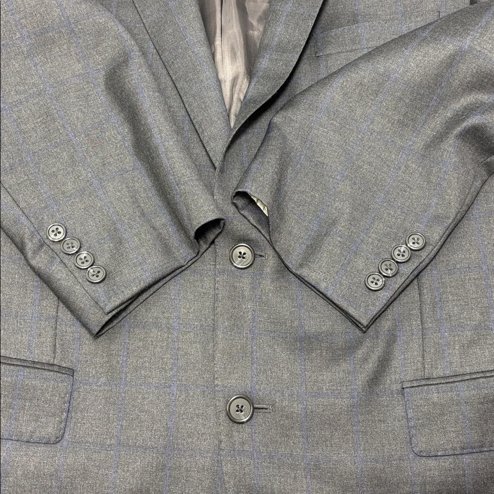Samuelsohn Business Casual Wool Gray Blue Two Button Blazer for Men Size 42-36 R